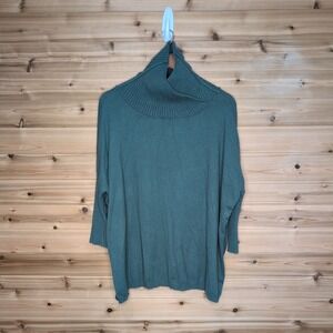 Mer Sea Oversized Cowl Neck Sweater Teal Green Dolman Sleeve One Size OS